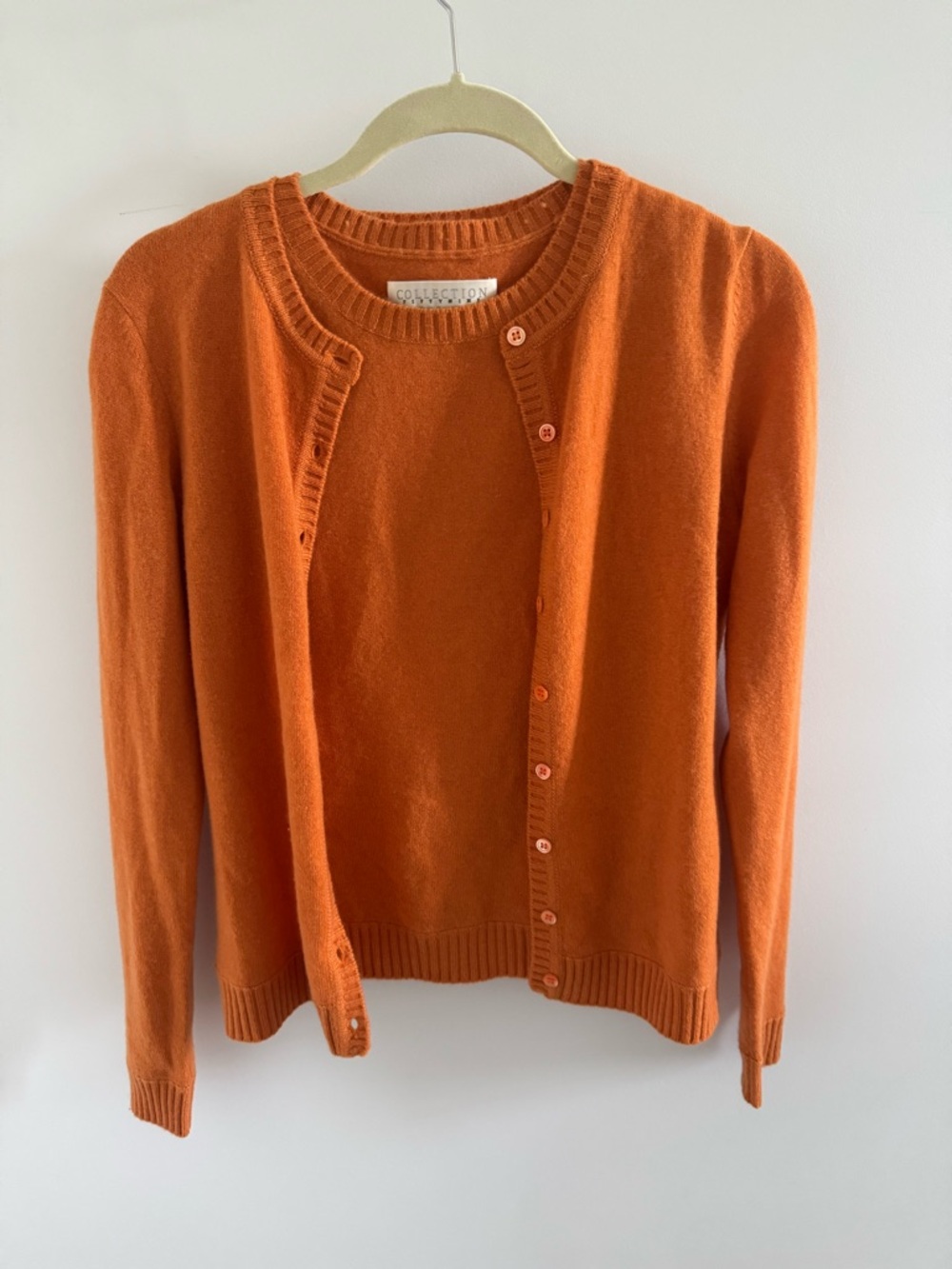 Collection B Orange Button-Front Crewneck Cardigan
